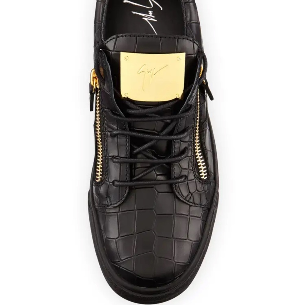 GIUSEPPE ZANOTTI
Men's Croc-Embossed Low-Top Sneakers, Black 42.5 - Picture 3 of 7